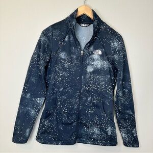 The North Face Navy Blue Splatter Space White Speckled Fleece Full Zip Up Jacket
